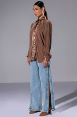 DAY TIME PLISSE BUTTON DOWN TOP
