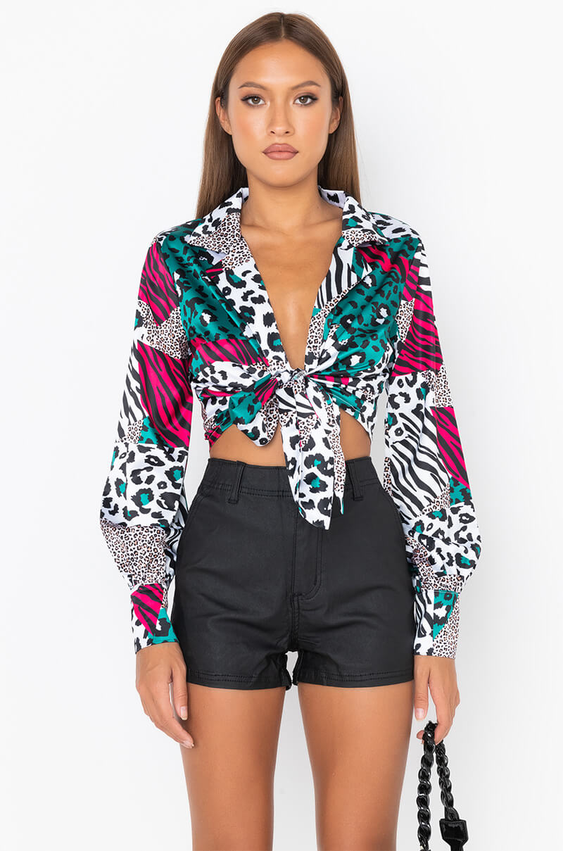 DEDE TIE FRONT BLOUSE