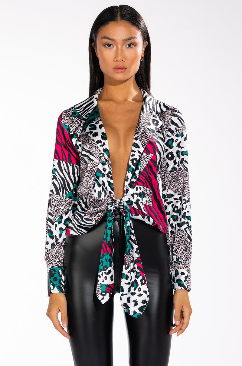 DEDE TIE FRONT BLOUSE