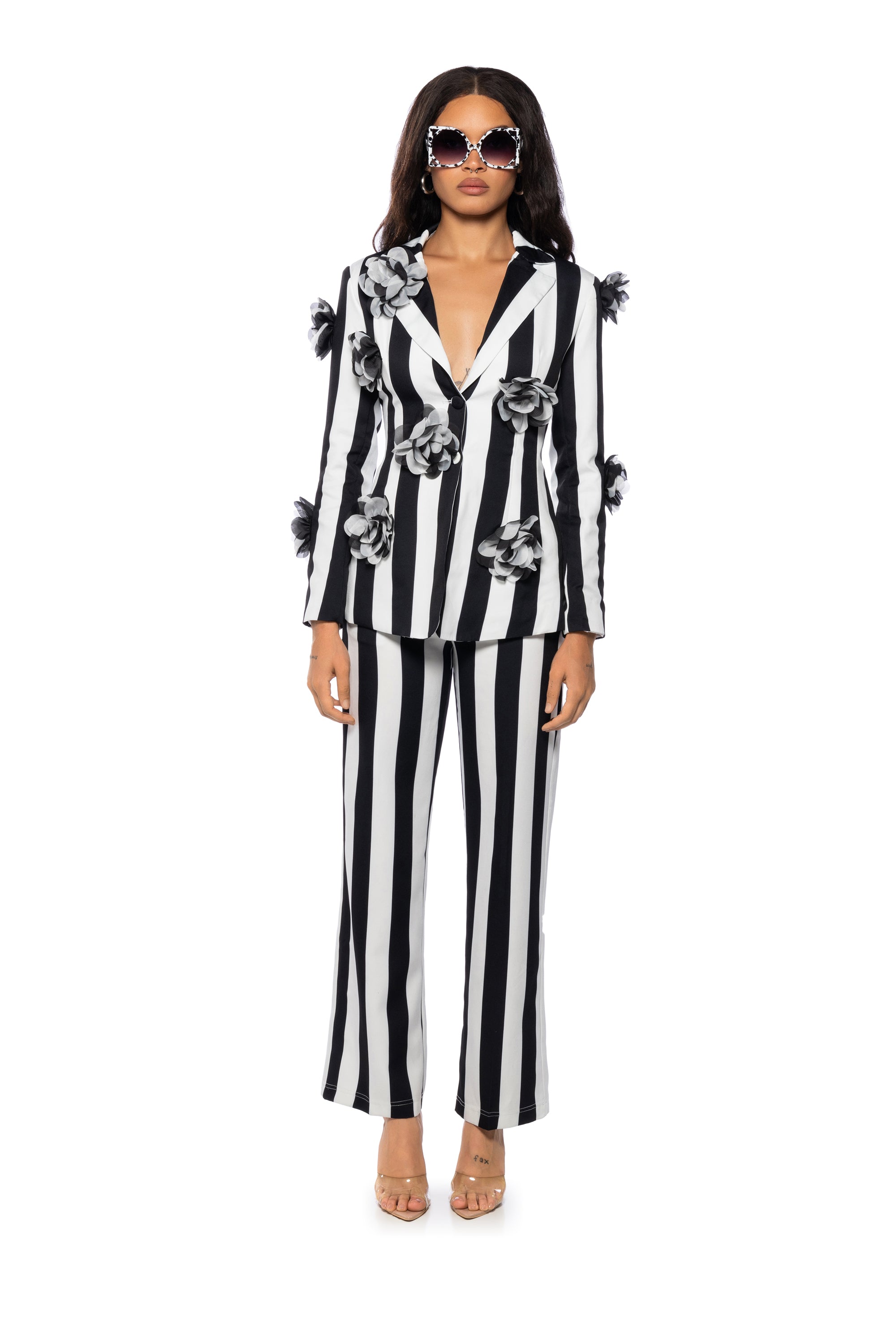 DEETZ STRIPE WIDE LEG TROUSER