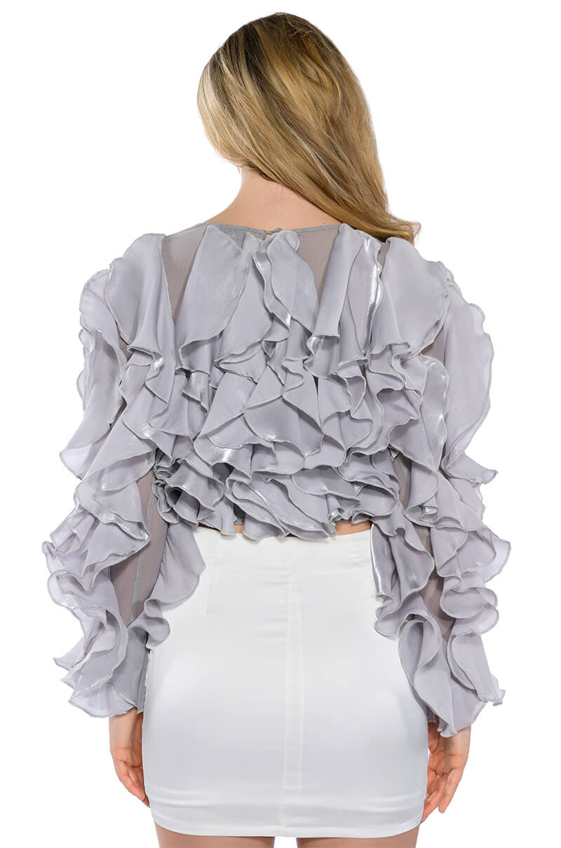 CAMELLIA RUFFLE LONG SLEEVE BLOUSE