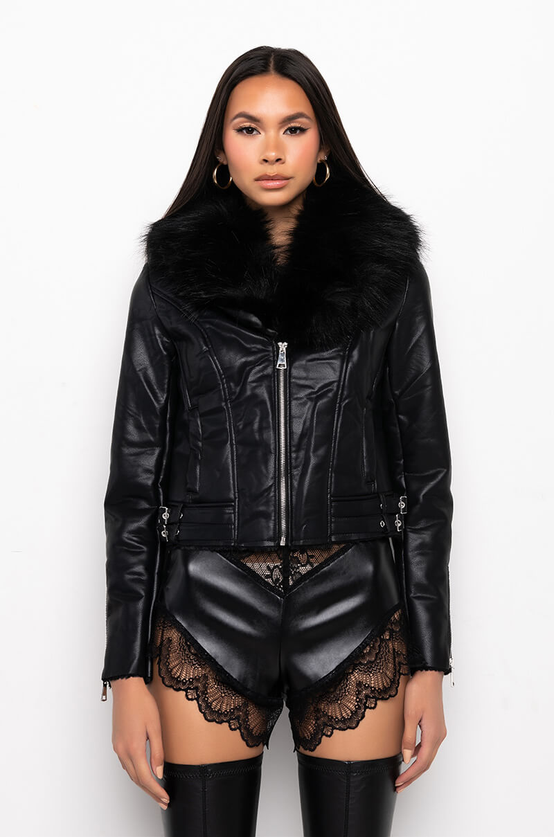 DELUCA BONDED FABRIC MOTO JACKET