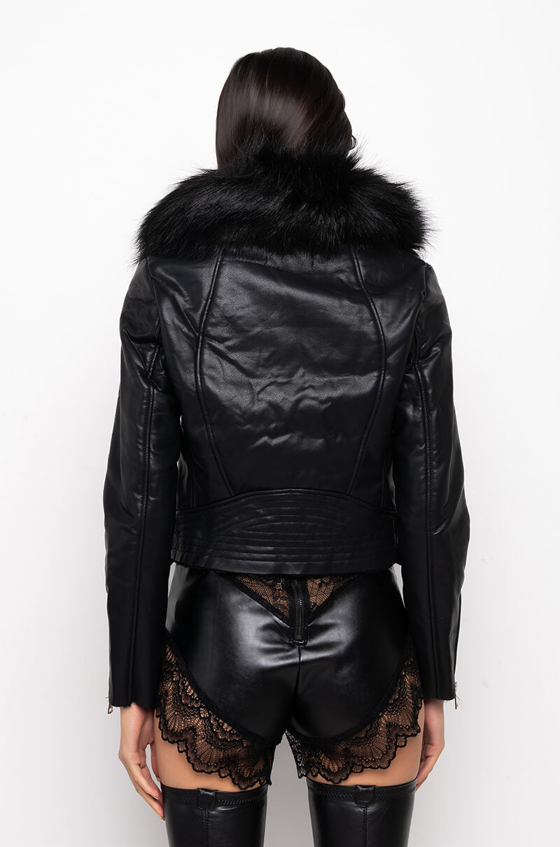 DELUCA BONDED FABRIC MOTO JACKET