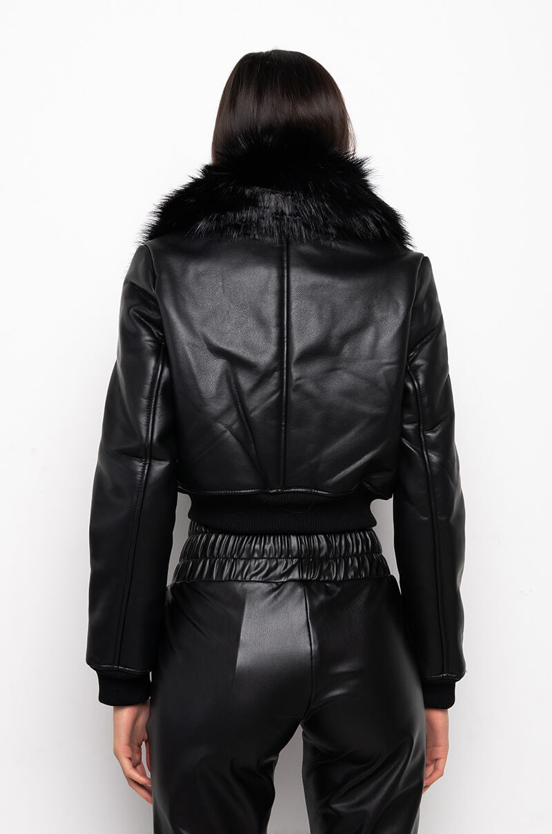 DELUCA BONDED FABRIC MOTO JACKET