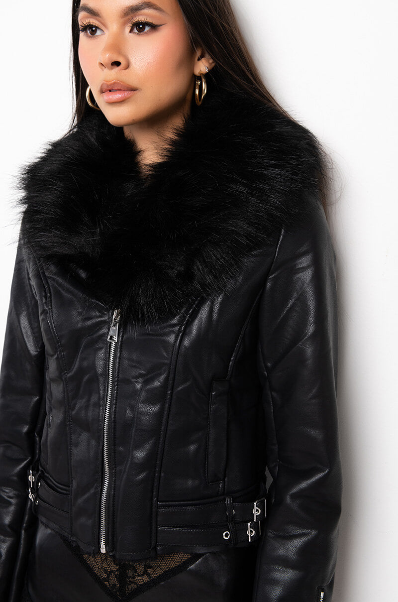 DELUCA BONDED FABRIC MOTO JACKET