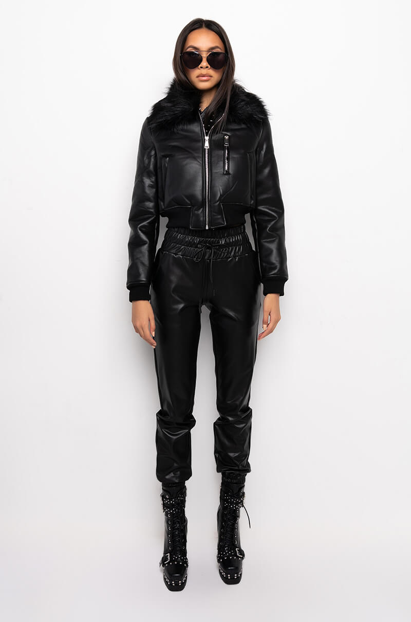 DELUCA BONDED FABRIC MOTO JACKET