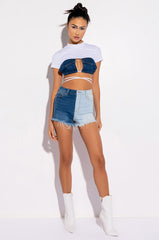 JEUNE POCKET DETAIL CUTOUT CROP TEE