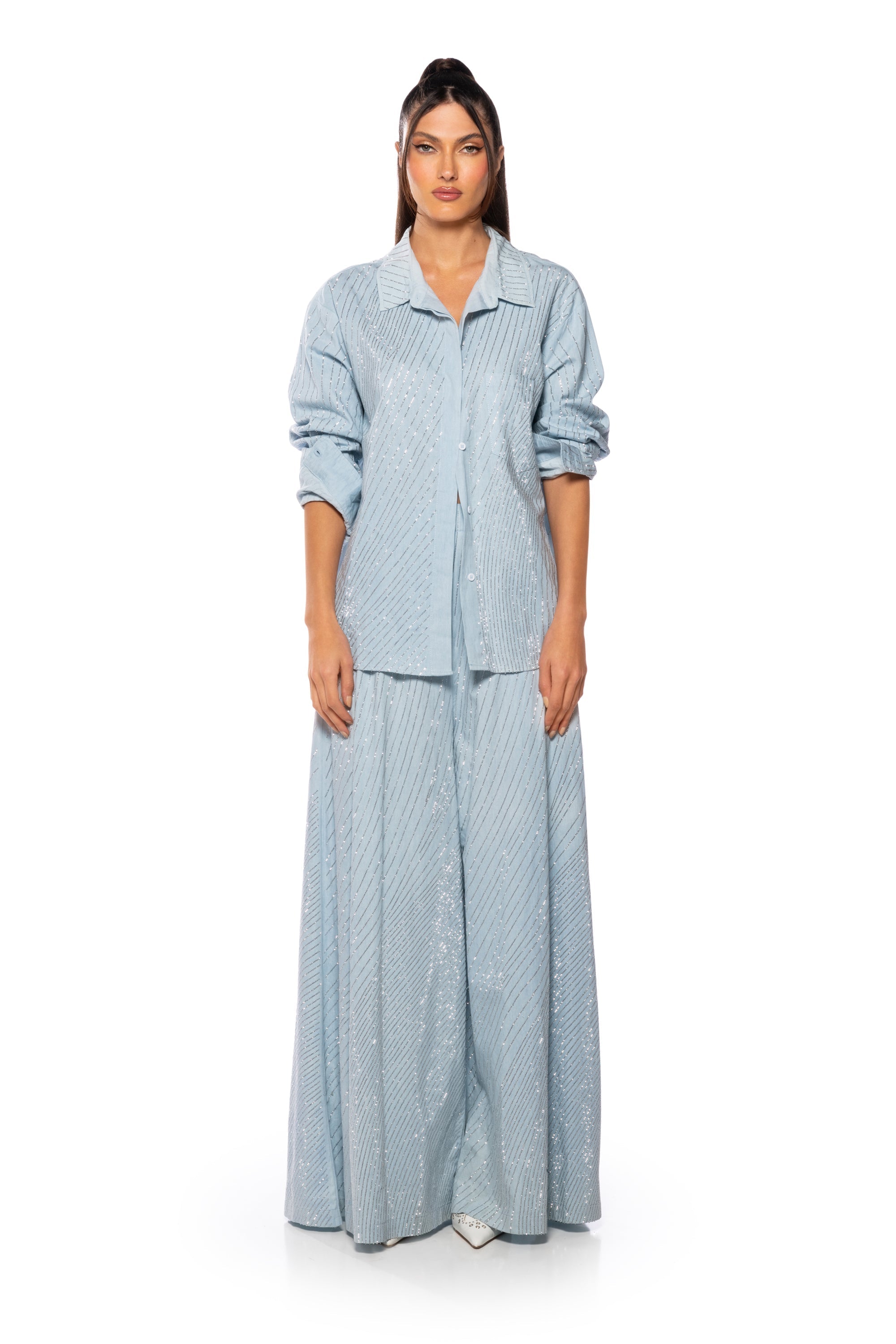 DENIMANIA RHINESTONE BUTTON DOWN