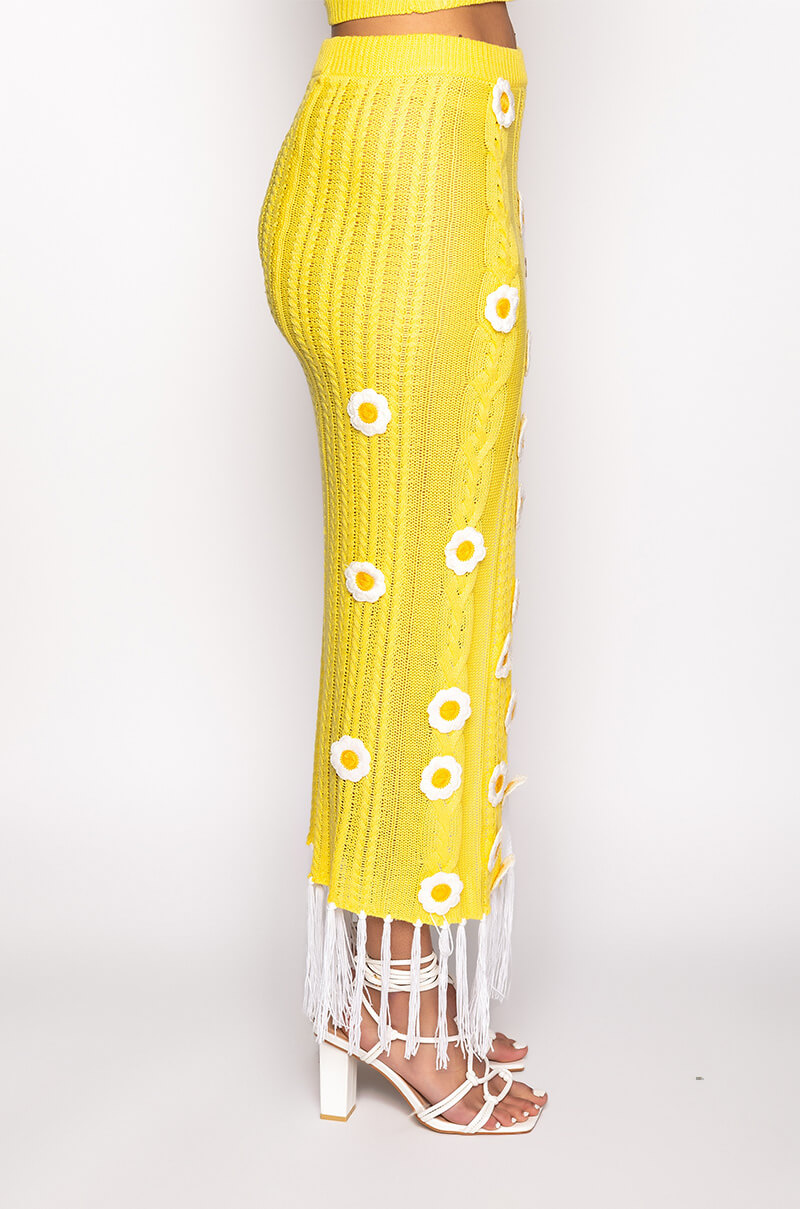 DESTINATION PARADISE DAISY CROCHET MAXI SKIRT