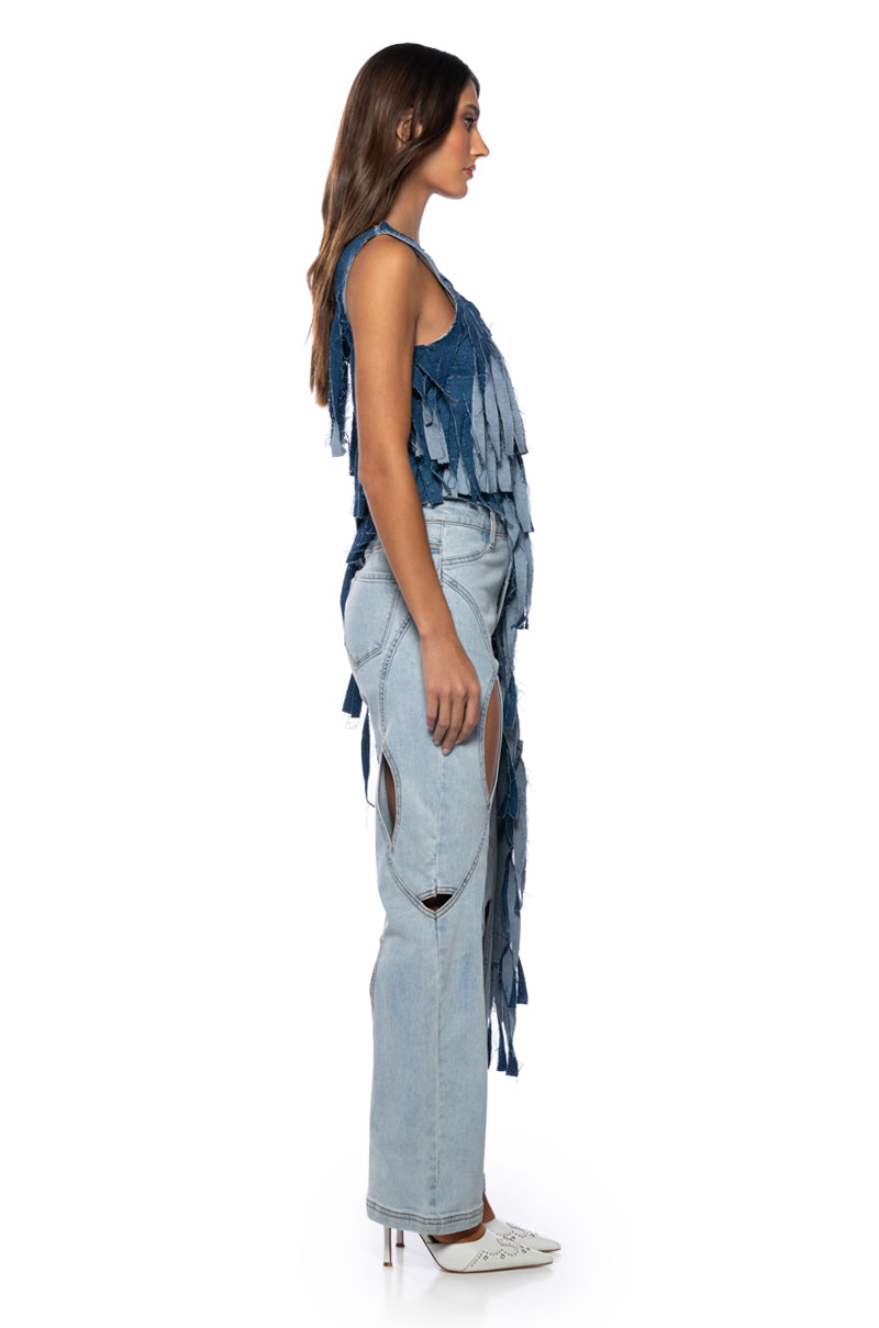 DESTINY DISTRESSED DENIM TOP