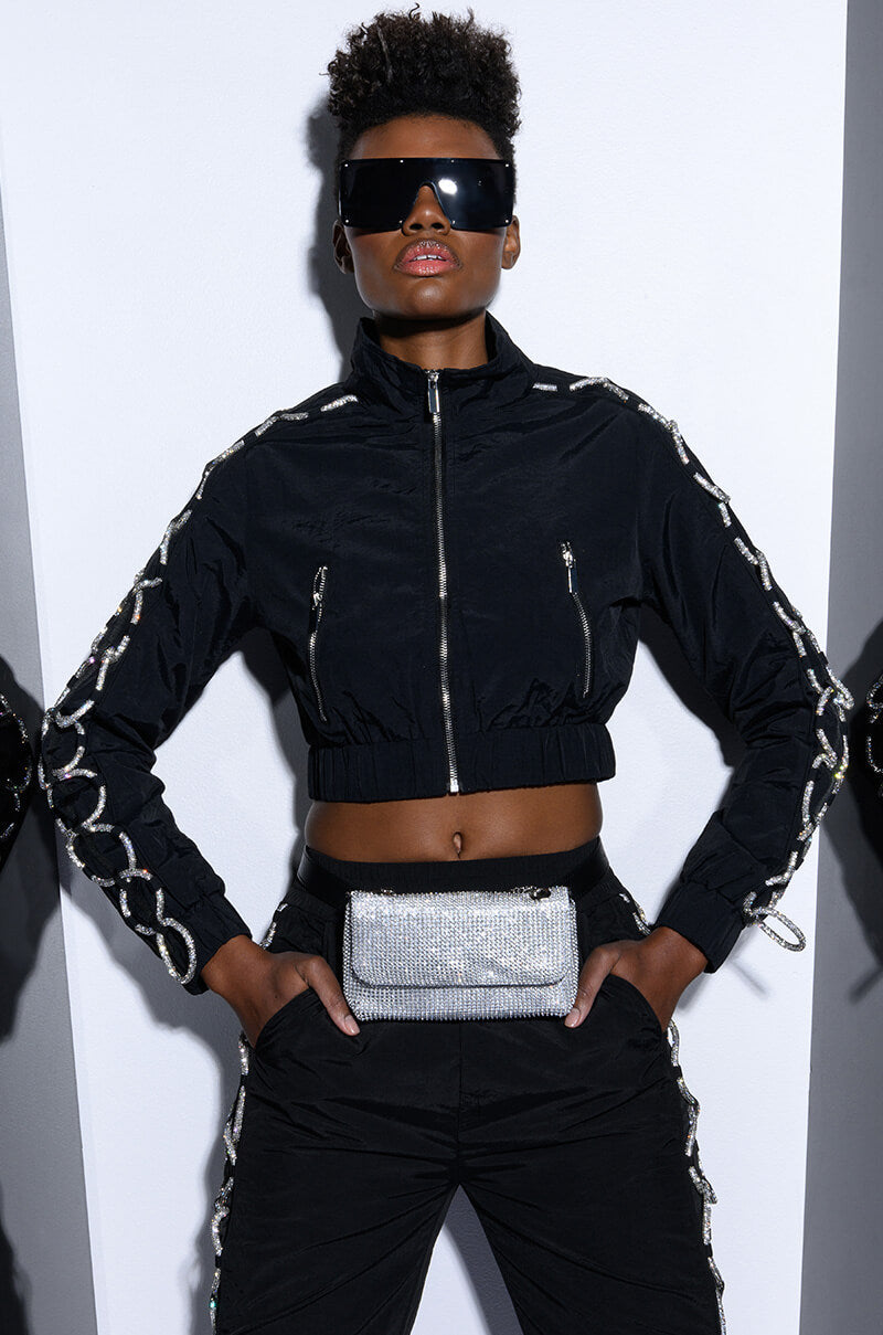 DIAMOND LACE UP TRACK JACKET