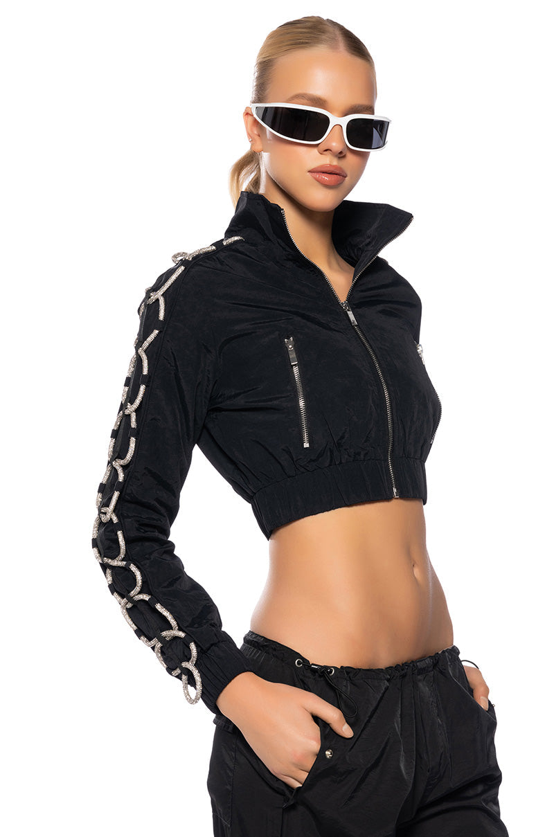 DIAMOND LACE UP TRACK JACKET