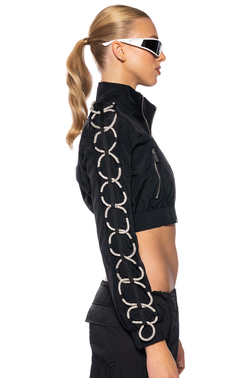 DIAMOND LACE UP TRACK JACKET