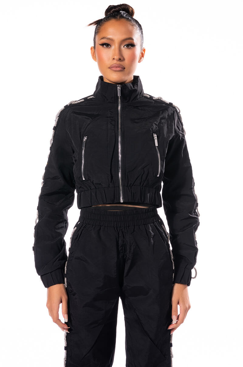 DIAMOND LACE UP TRACK JACKET