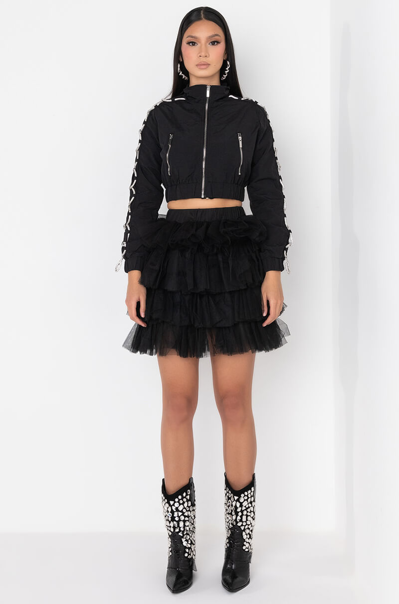 DIAMOND LACE UP TRACK JACKET