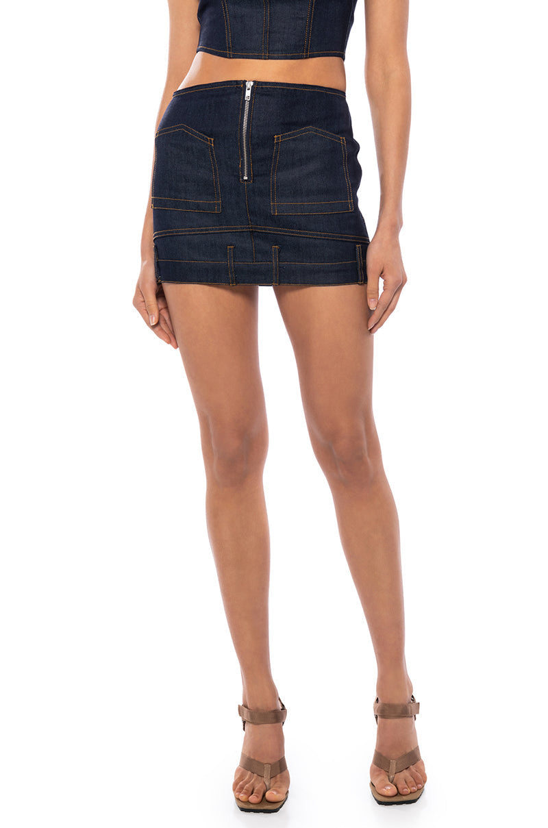 DIXIE RAW DENIM MINI SKIRT