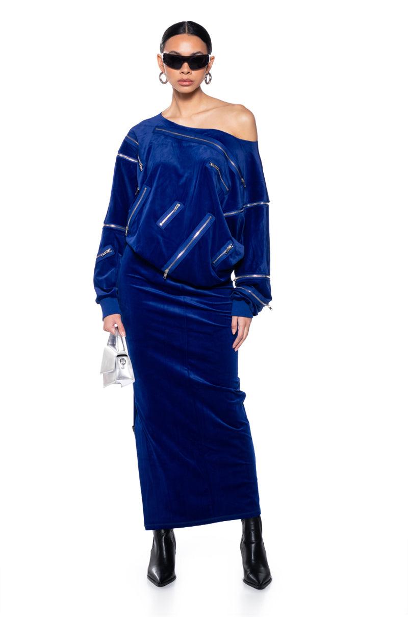 DO NO WRONG VELVET MAXI SKIRT