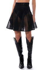 DON'T HATE THE PLAYER PLEATED MESH MINI SKIRT