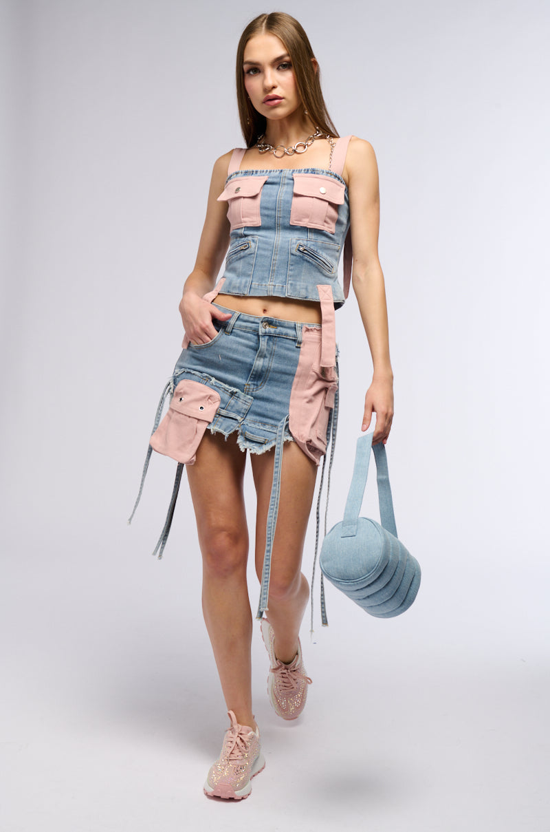 DONT STOP ME NOW DENIM CORSET TOP