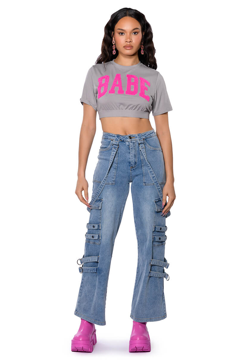 DON'T TAKE HIM BACK HIGH RISE WIDE LEG CARGO PANTS