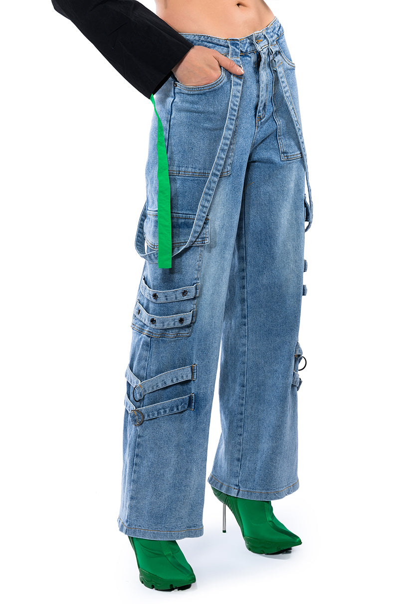 DON'T TAKE HIM BACK HIGH RISE WIDE LEG CARGO PANTS