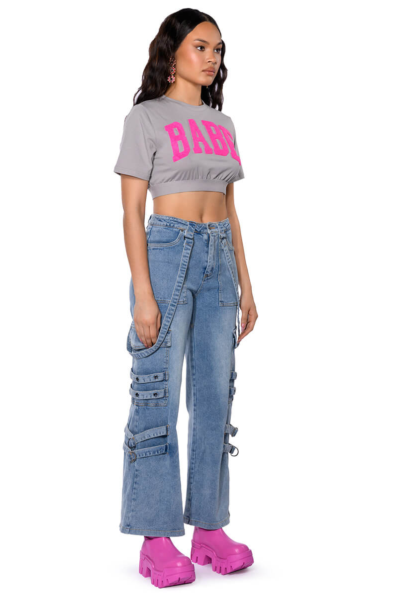 DON'T TAKE HIM BACK HIGH RISE WIDE LEG CARGO PANTS