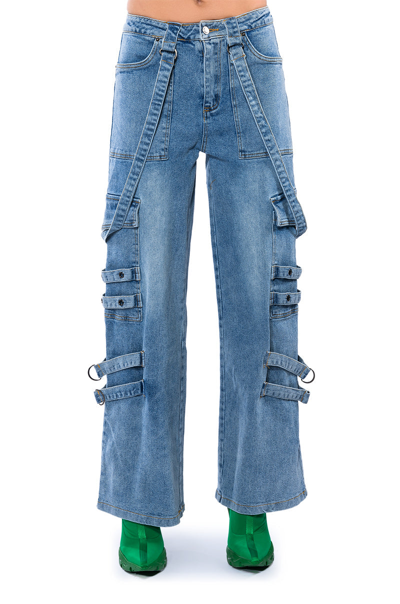 DON'T TAKE HIM BACK HIGH RISE WIDE LEG CARGO PANTS