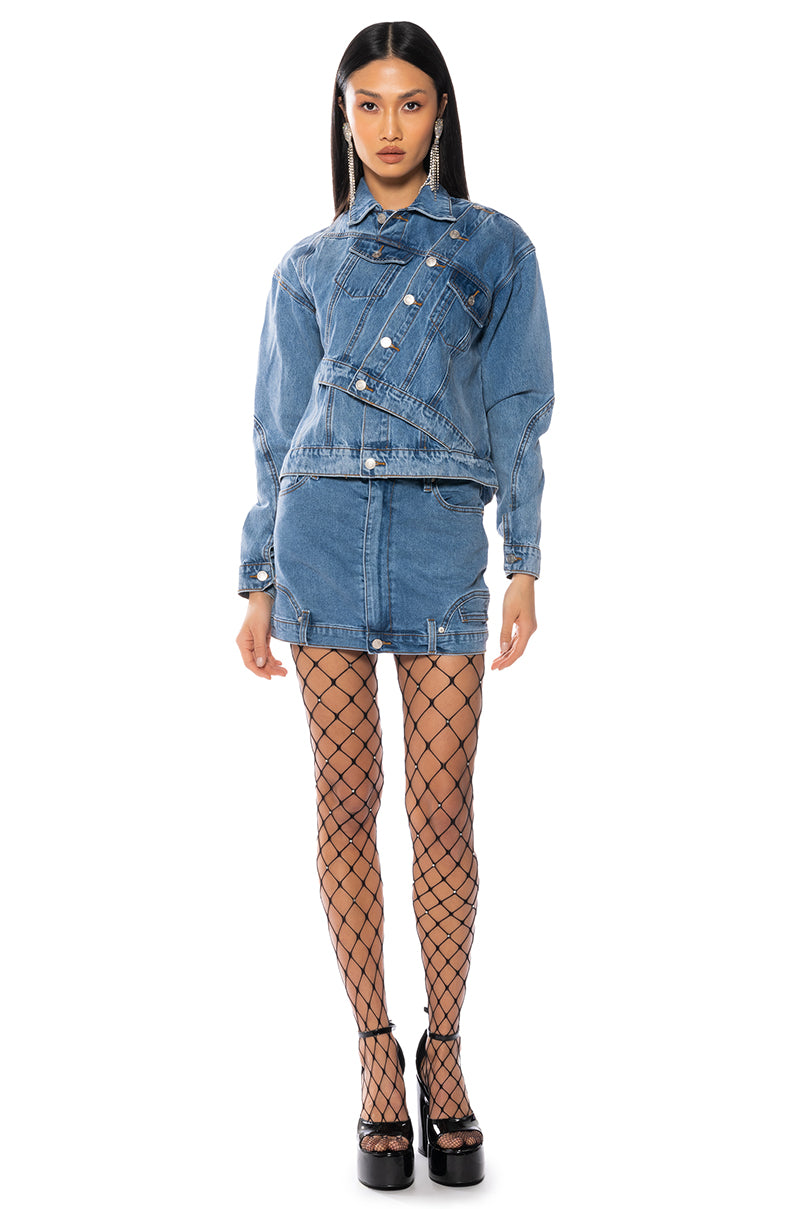 DOUBLE TIME DENIM MINI SKIRT