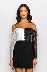 DREAMY OFF THE SHOULDER LACE CORSETED BLOUSE
