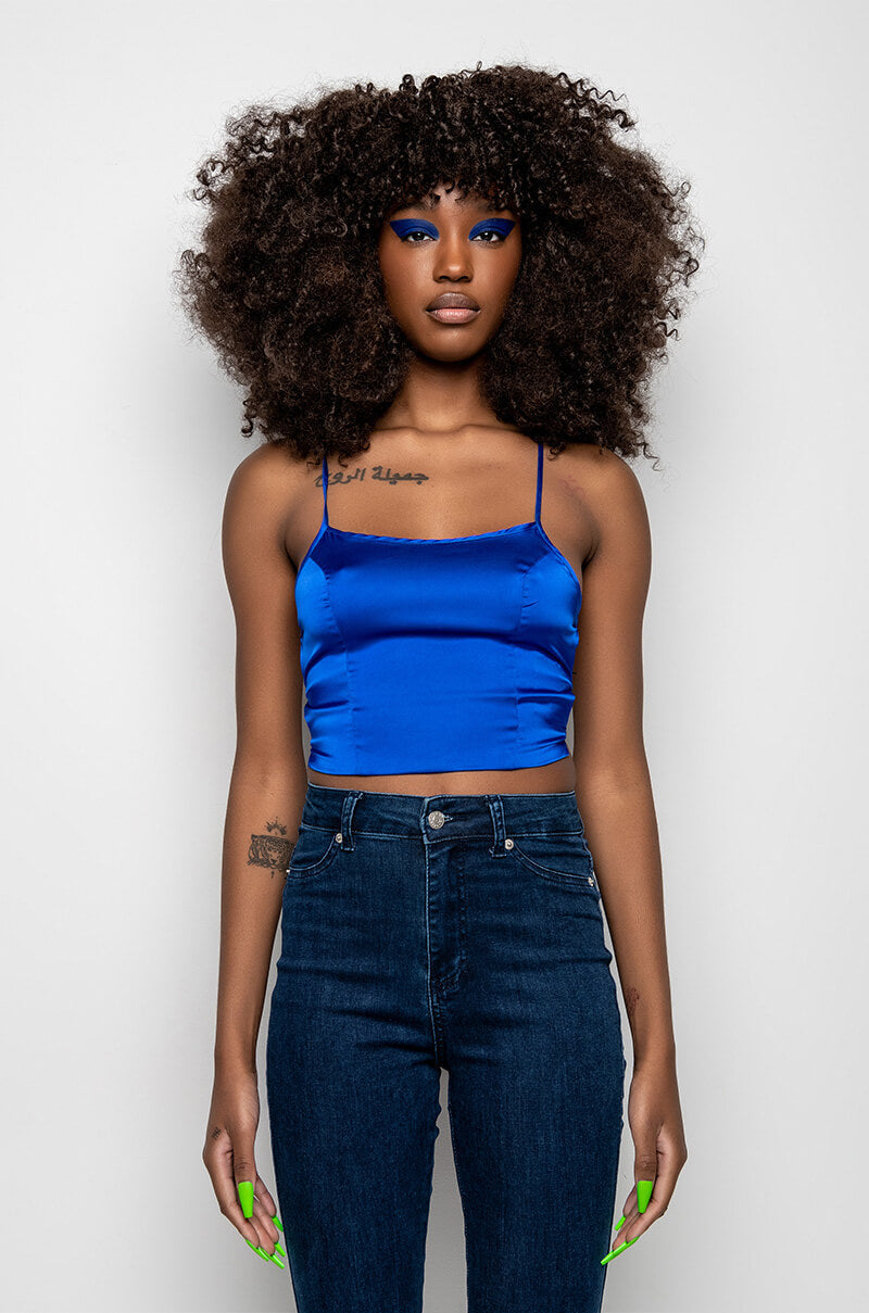 EASY BREEZY SATIN CROP TANK