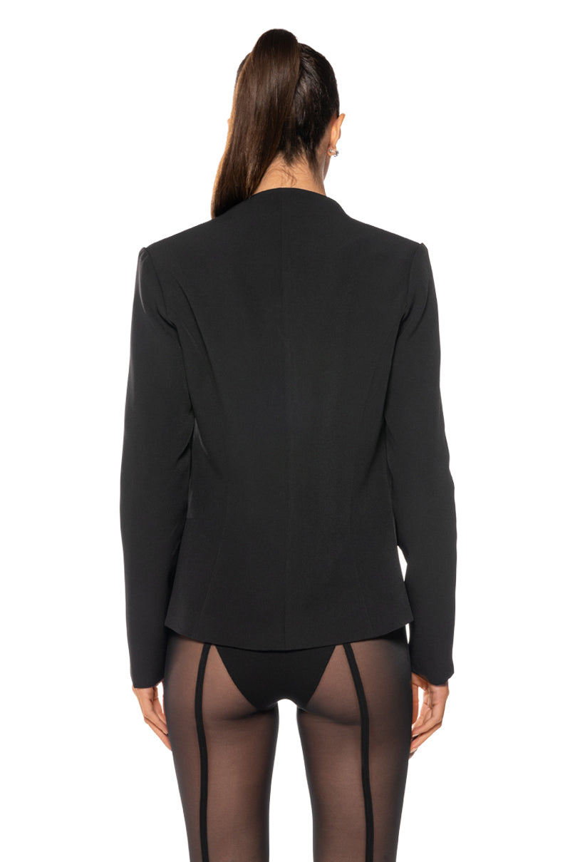 EASY GOING MESH BLAZER IN BLACK