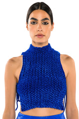 ECHO SMOCKED VELVET SLEEVELESS TOP