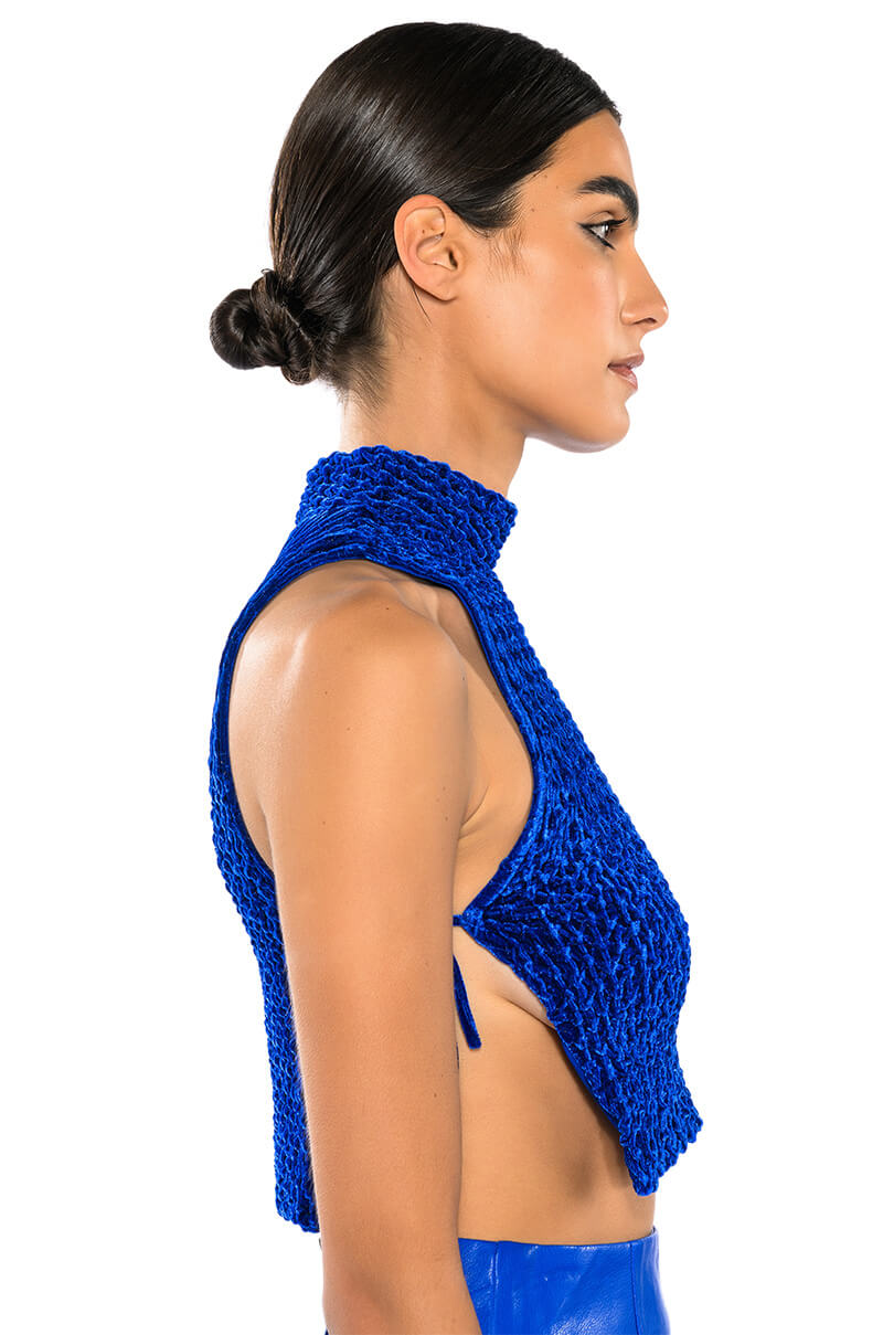 ECHO SMOCKED VELVET SLEEVELESS TOP