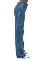 EFFORTLESS GLAM RHINESTONE STRIPE WIDE LEG JEAN