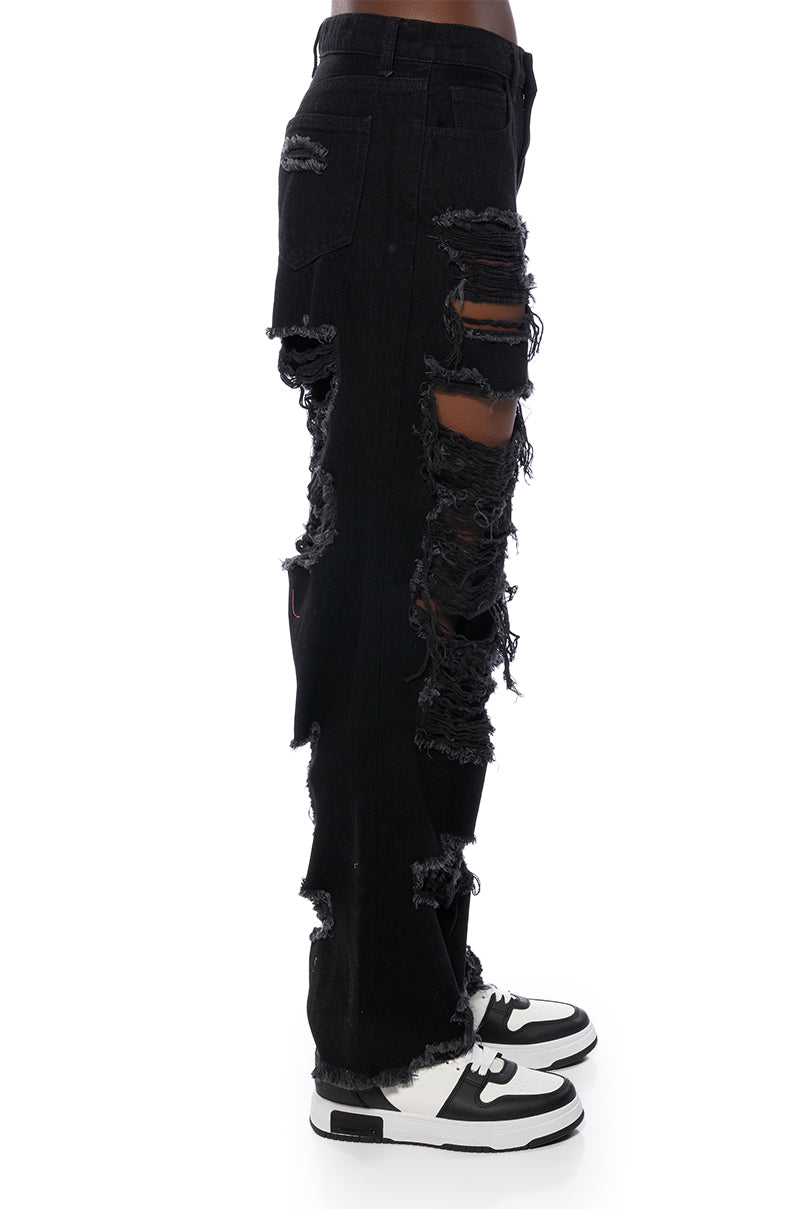 ELLA BELLA HIGH RISE WIDE LEG DISTRESSED JEANS