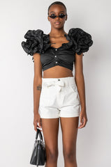 EMILIA OFF THE SHOULDER RUFFLE DETAIL BLOUSE
