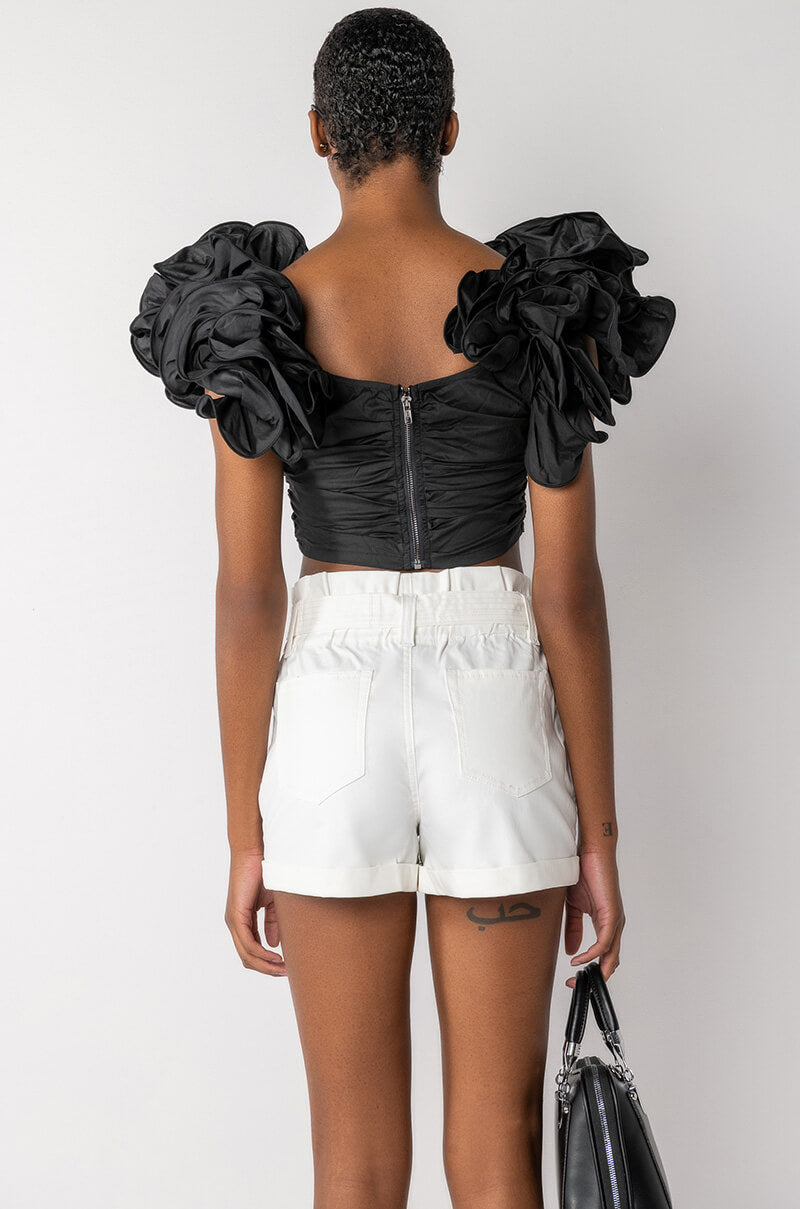 EMILIA OFF THE SHOULDER RUFFLE DETAIL BLOUSE
