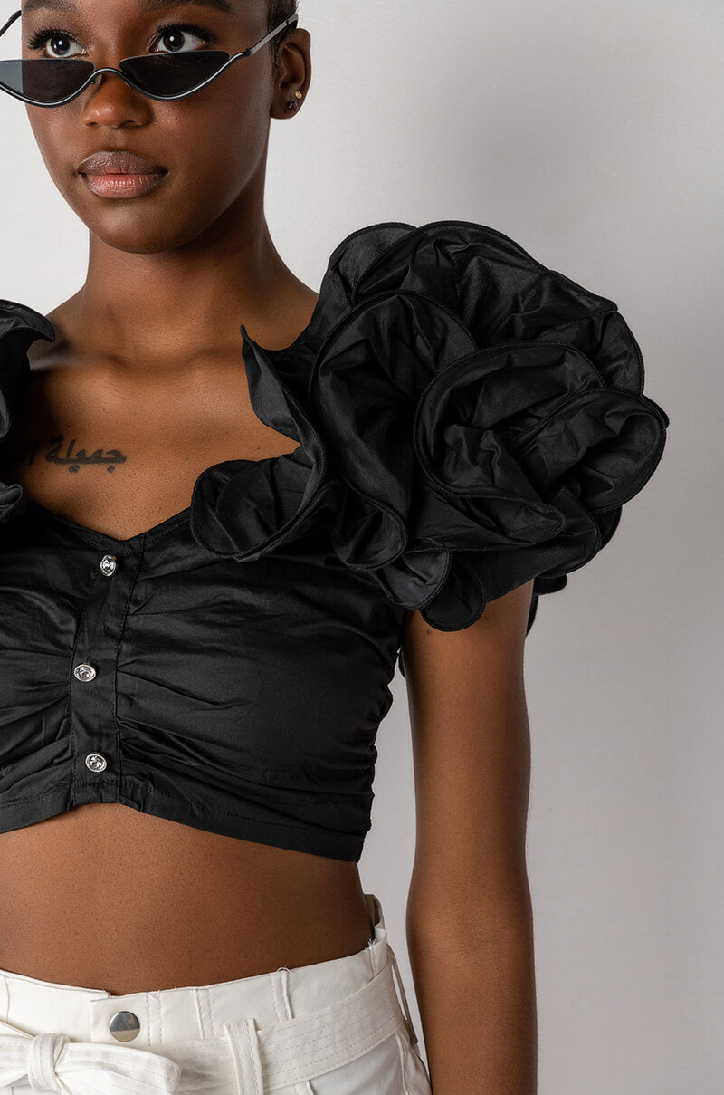 EMILIA OFF THE SHOULDER RUFFLE DETAIL BLOUSE