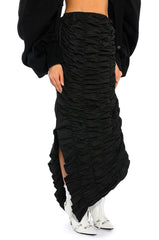 ENCORE SCRUNCHED SLIT MAXI SKIRT