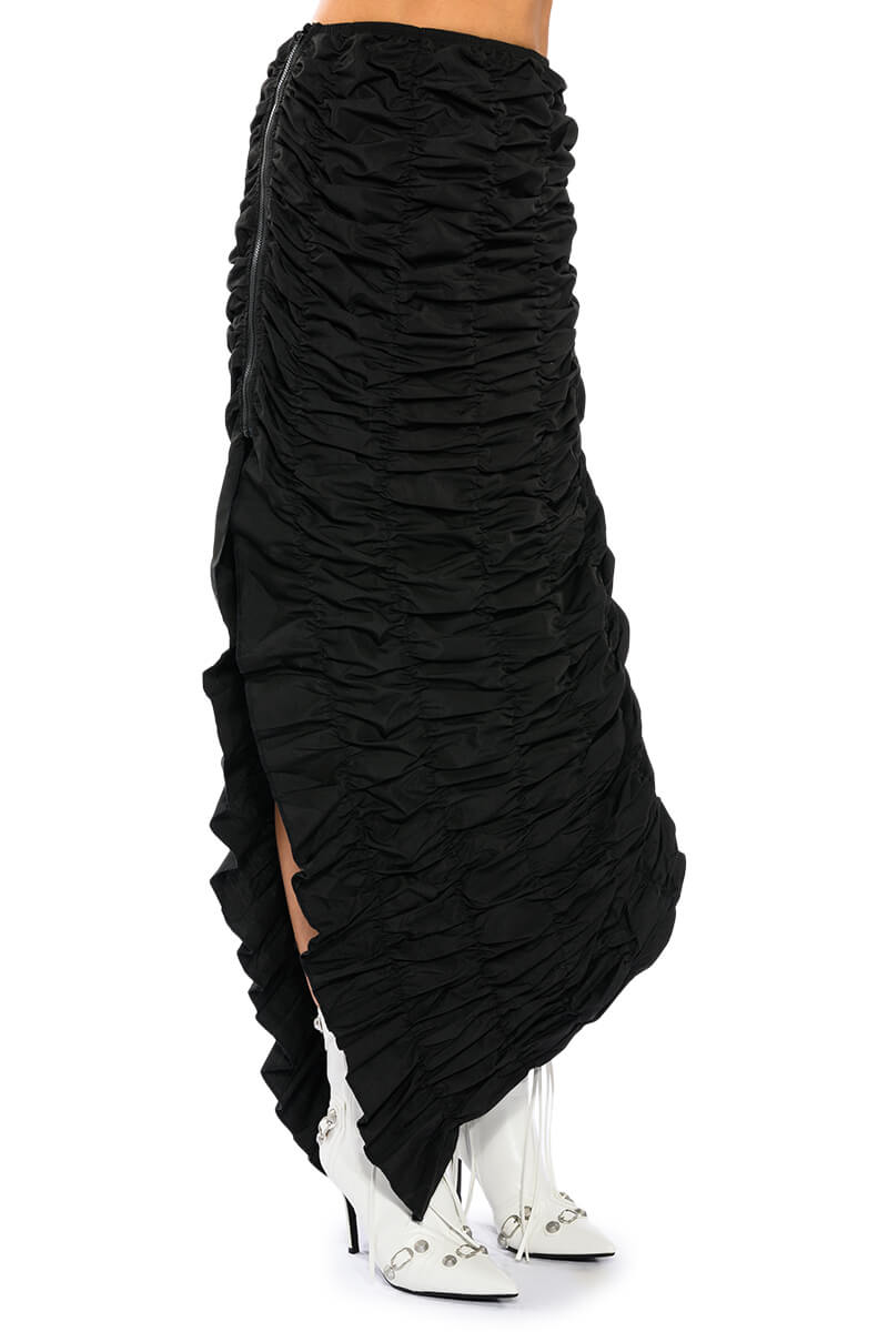 ENCORE SCRUNCHED SLIT MAXI SKIRT