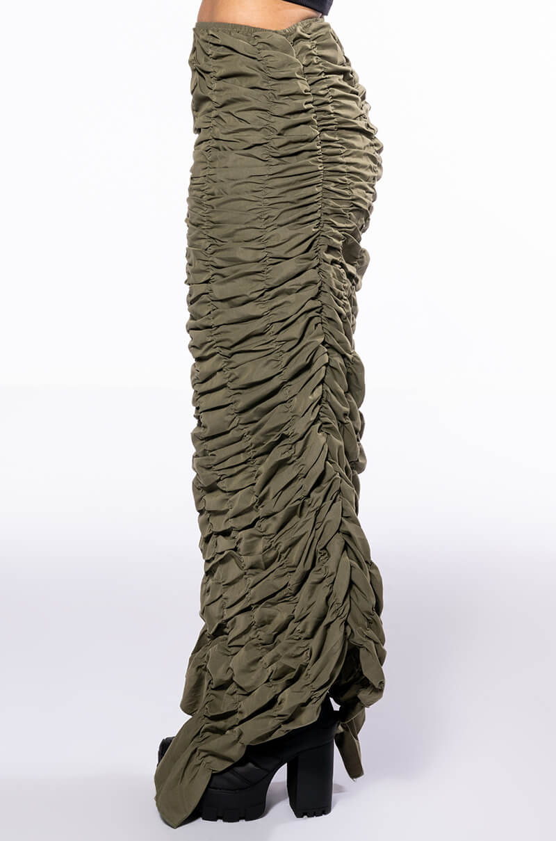 ENCORE SCRUNCHED SLIT MAXI SKIRT