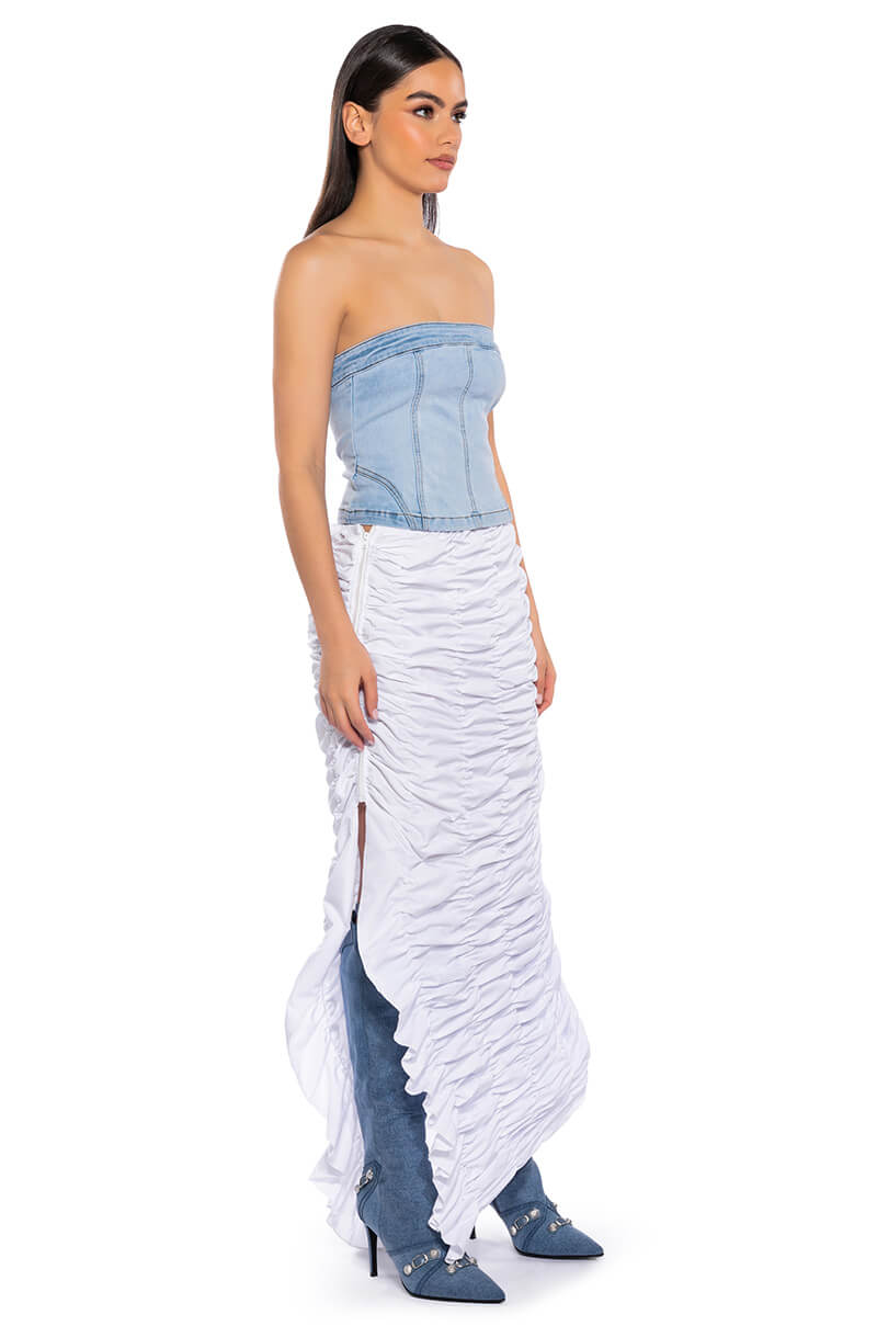 ENCORE SCRUNCHED SLIT MAXI SKIRT