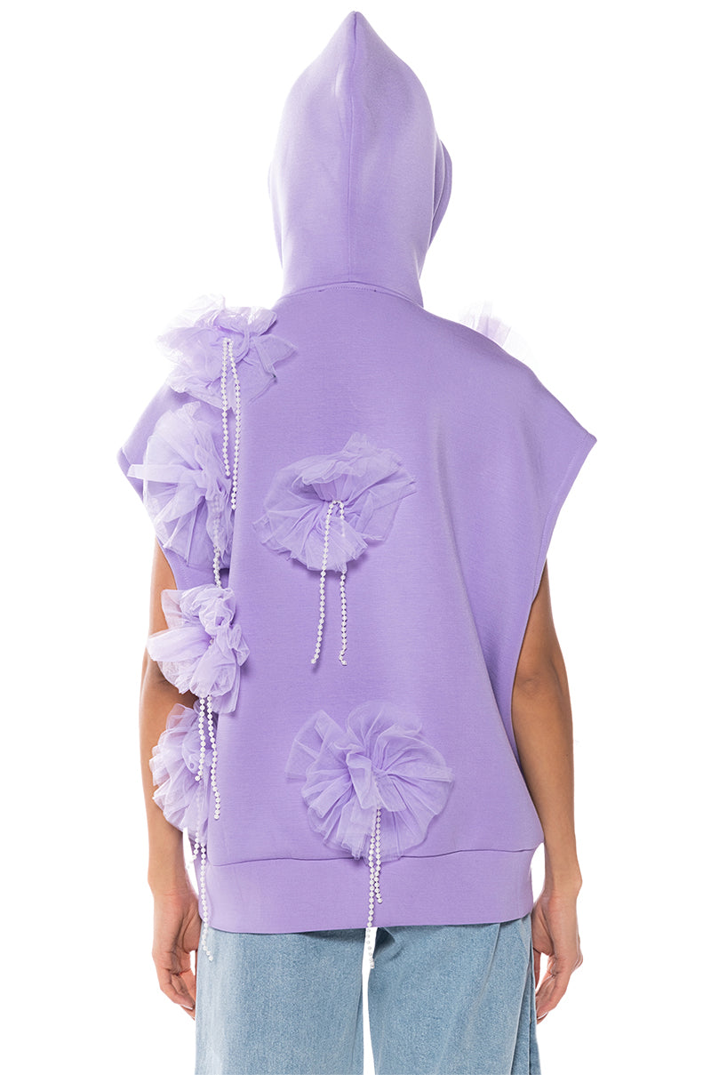 ENERGY EMBELLISHED SLEEVELESS SWEATSHIRT