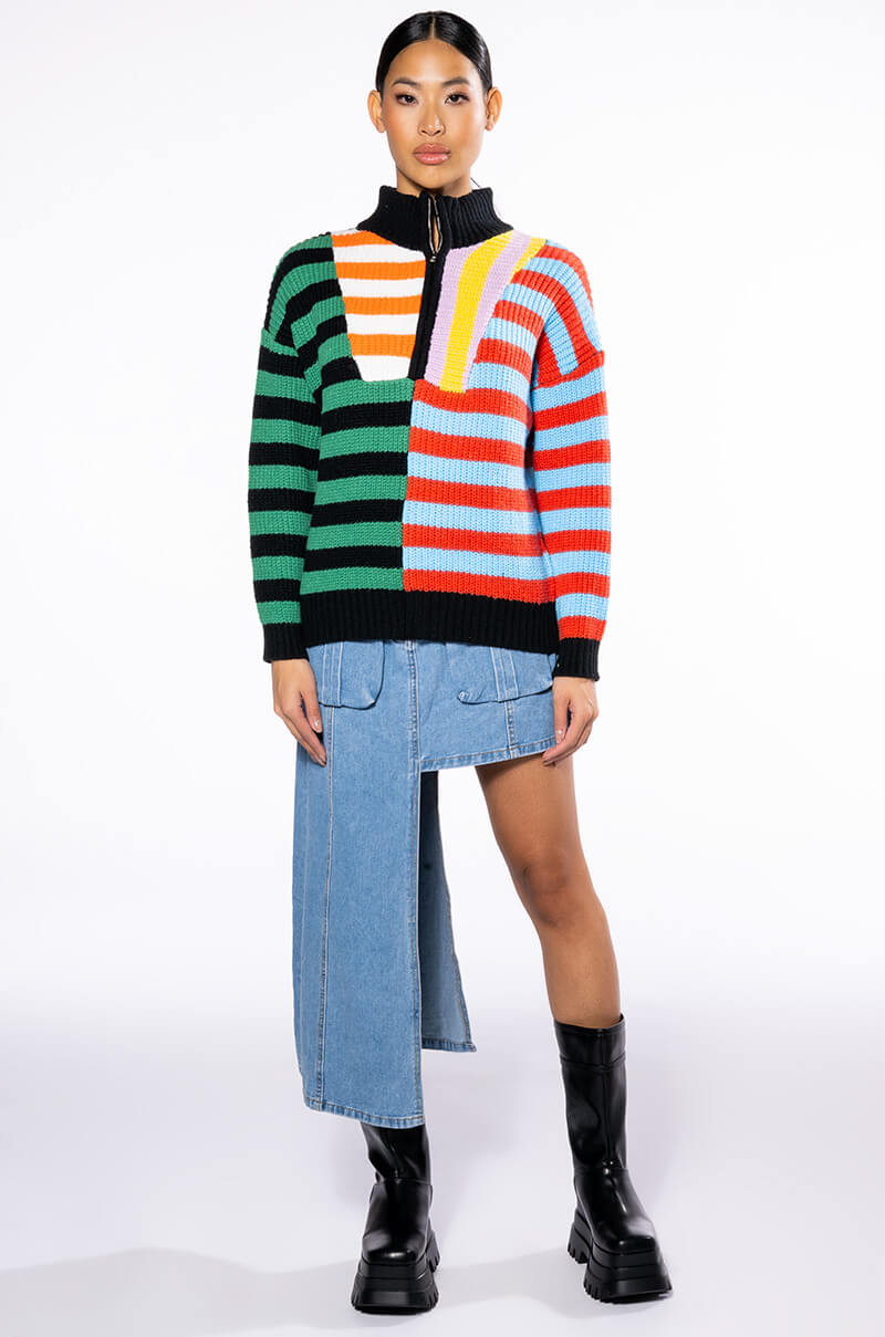 ENJOY TODAY QUARTER ZIP SWEATER