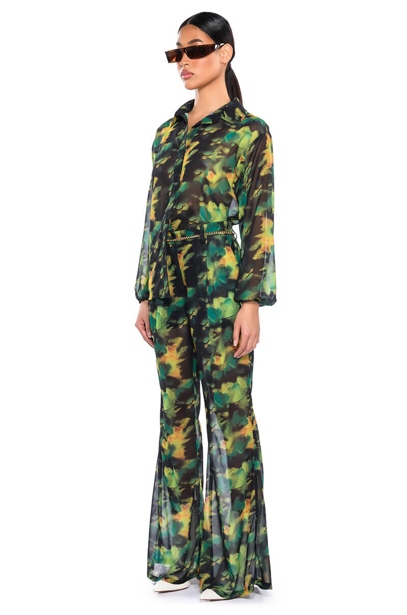 ESCAPE THE ORDINARY PRINTED FLARE TROUSER