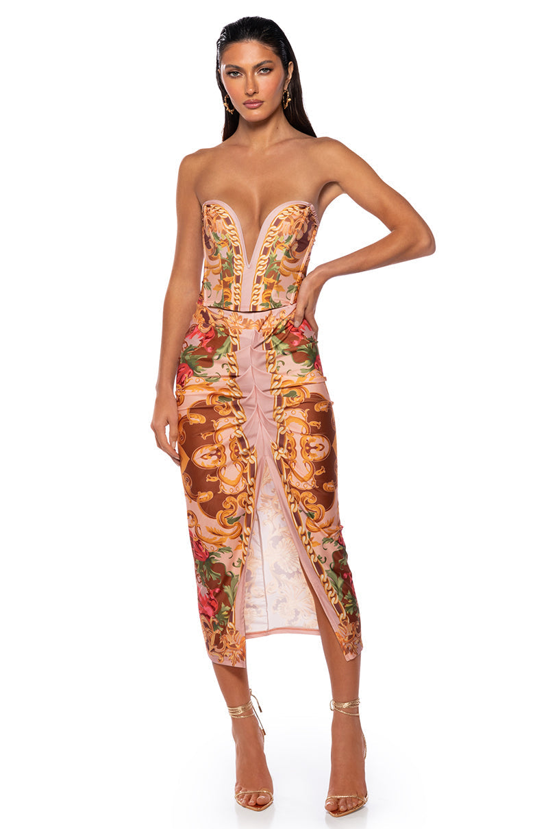 EVOLVE FRONT SLIT MIDI SKIRT