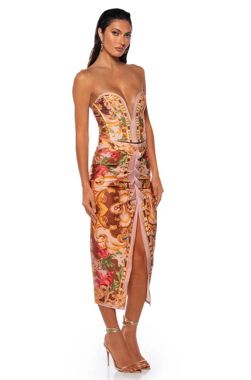 EVOLVE FRONT SLIT MIDI SKIRT