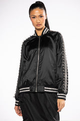 EXPENSIVE TASTE PIN DETAIL BOMBER
