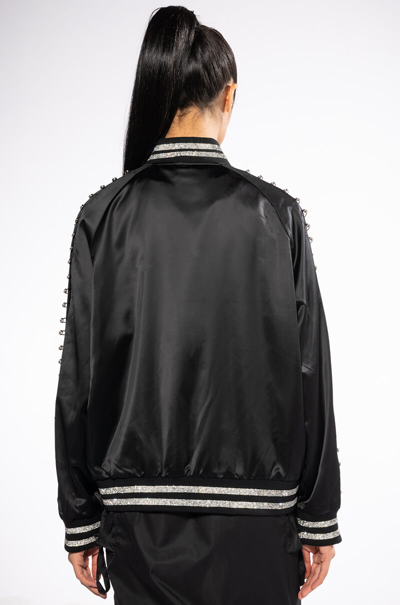 EXPENSIVE TASTE PIN DETAIL BOMBER
