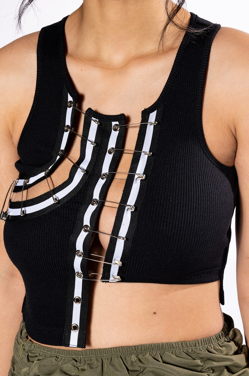EXPENSIVE TASTE PIN DETAIL TOP